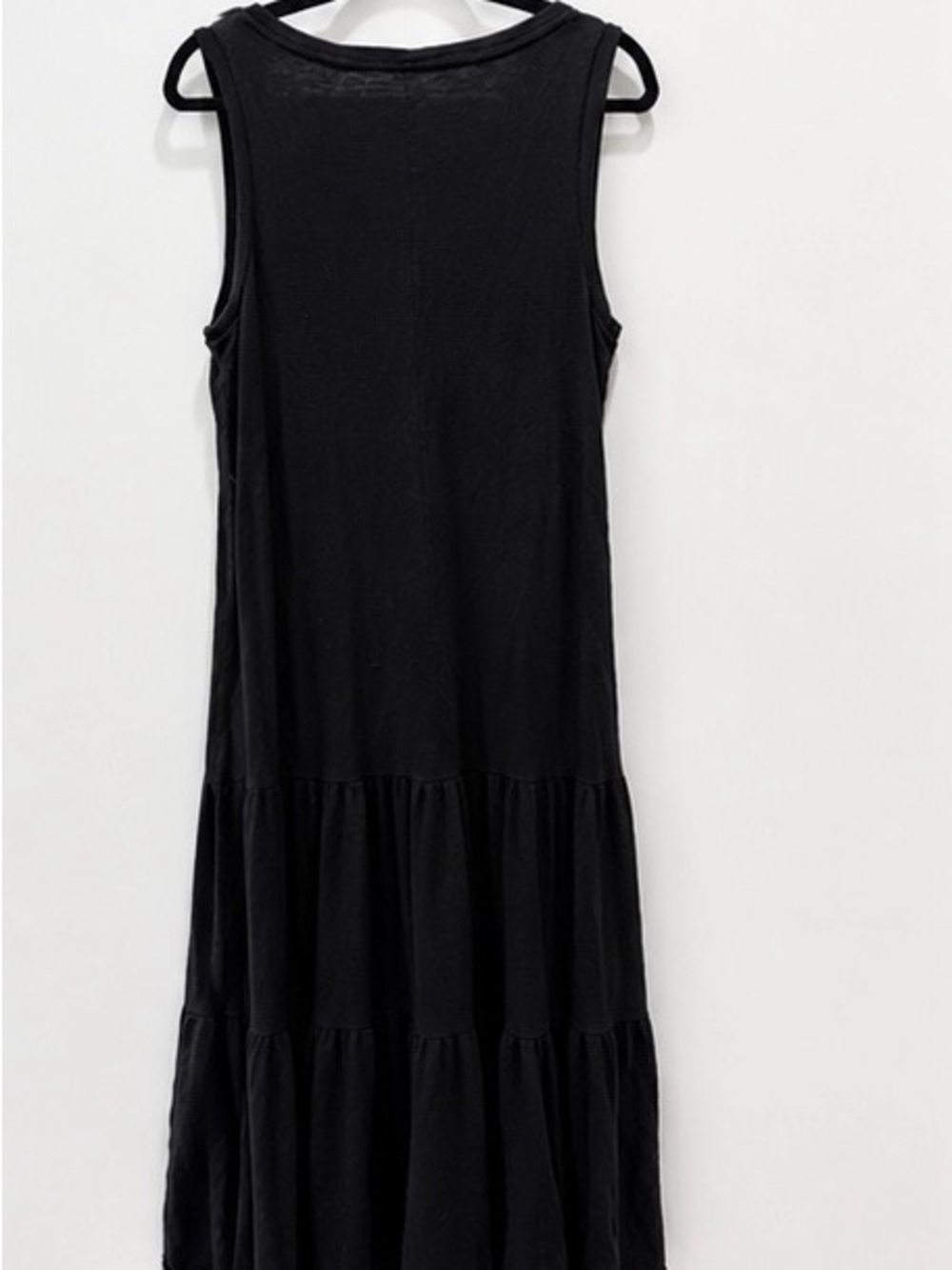 Gap Black Tiered Midi Dress Sleeveless Ruffle Hem Size Large Casual Boho - Picture 4 of 5